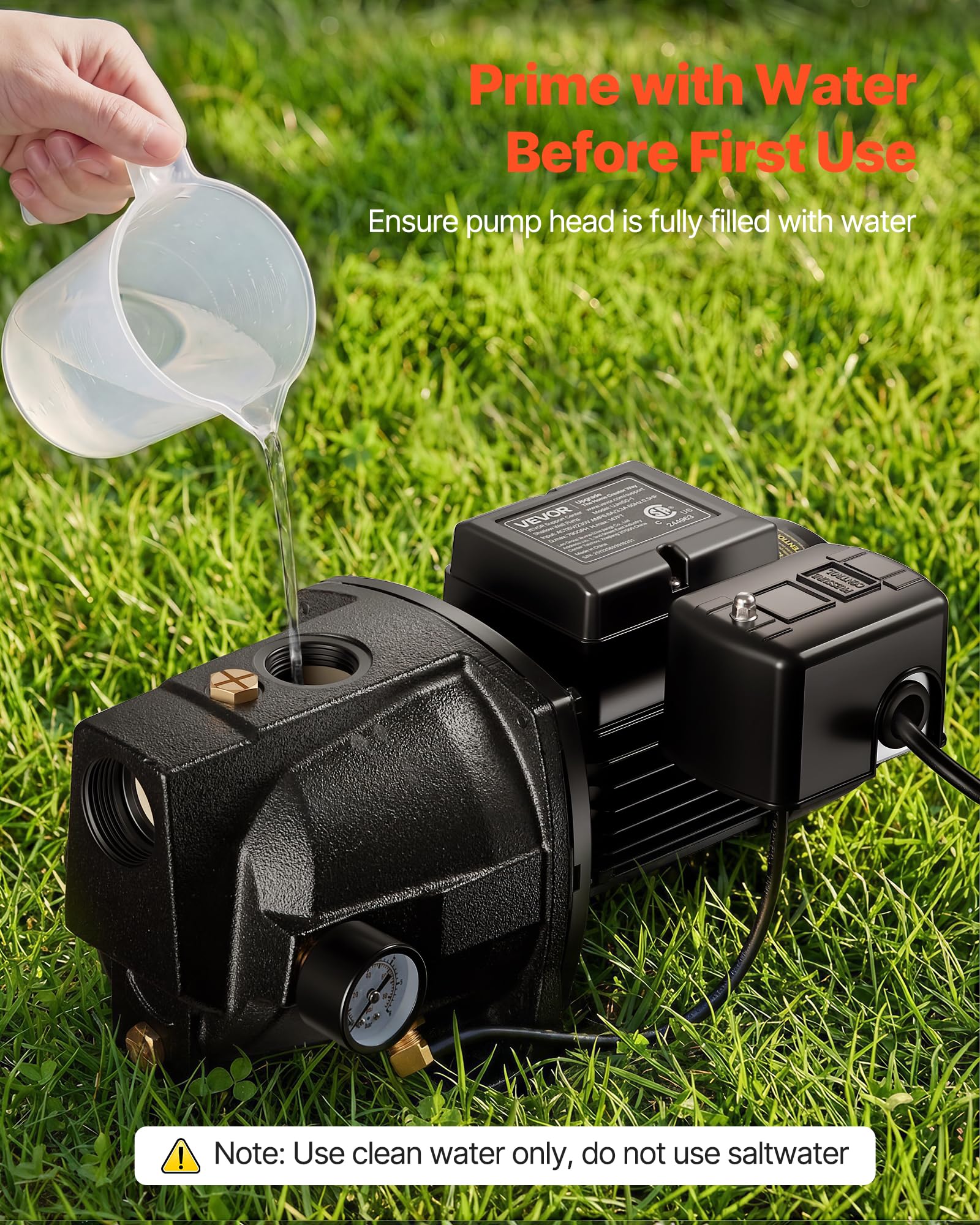 Amazon | VEVOR 1/2 HP 浅井戸ジェットポンプ、AC 115/230ボルト 790